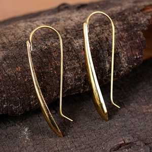 Boucles d'oreilles de personnalité française féminine en argent sterling S925 avec crochet incurvé et gouttelettes plaquées or bijoux de mode pour personnes âgées - Product Image 3