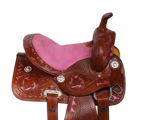 Sillín occidental de caballo de cuero genuino de calidad superior para carreras de barriles y equitación - Product Image 3