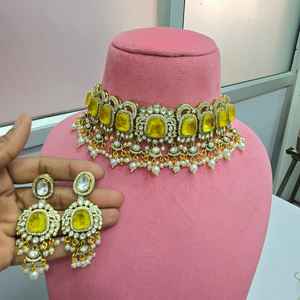 Conjunto de Gargantilla de Primera Calidad, Joyería Tradicional India para Bodas, Ocasiones Festivas, Uso en Fiestas, Hermosos Colores - Product Image 6