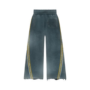 Sudaderas con capucha y pantalones acampanados de felpa francesa de algodón transpirable para hombre, paneles de ropa de calle con lavado ácido, chándales con estampado de pantalla de invierno - Product Image 5