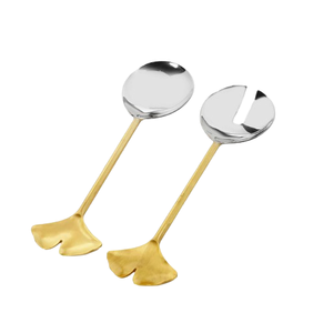Cubiertos elegantes para servidor de ensaladas, cubiertos de mesa de comedor de acero chapados en oro, mango decorativo para servidor de ensaladas con espejo hecho a medida - Product Image 1