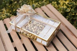 Elegant metal & glass jewelry <b>box</b> beautifully accented with a sophisticated gold color Perfect for both display and safekeeping - Product Image 2