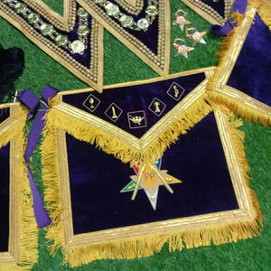 Maçonnic Regalia OES Worthy Patron/Matron Tablier en velours avec col perlé - Product Image 1