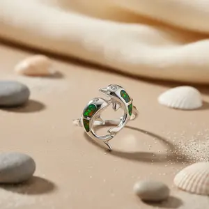 Bague en argent 925 pour femme avec opale, plaquée rhodium, motif géométrique, style mignon, incrustation de zircon, bijoux cadeau - Product Image 2