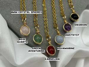 Colliers pendentifs fins en pierres semi-précieuses naturelles avec chaîne en argent - Product Image 2