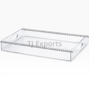 Rectangular Acrylic <b>Chocolate</b> Server with Matte Black Pedestal Base for Modern Buffet and Dessert Presentation - Product Image 2