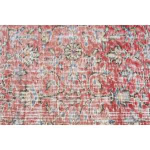 พรมวินเทจขนาดใหญ่ 7.2x10.7 ฟุต สีแดงขาว ลายแบบนามธรรมสไตล์ตุรกี ทำจากขนสัตว์ - Product Image 5