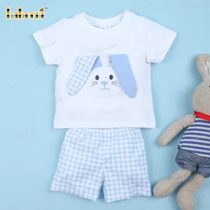 Аппликация пасхальные наряды белого цвета с кроликом для мальчика OEM ODM индивидуальная ручная вышивка оптовая продажа производитель-BB3180