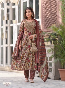 Latest Long Embroidered <b>Lace</b> Suit with Dupatta Rayon & Cotton Kurtis for Women - Product Image 2