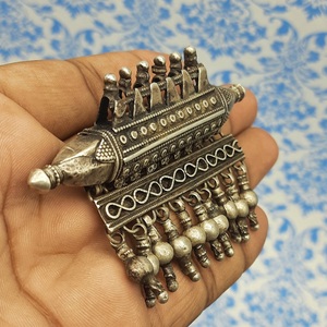 จี้เงิน Boho rajasthani จี้เงินแท้โบราณเครื่องประดับสไตล์วินเทจเครื่องประดับวัดแบบดั้งเดิม