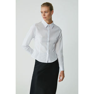 ETHIQUET Modest Evangeline Women's <b>Slim</b> <b>Fit</b> <b>Slim</b> Cut Lycra Pocketless Long Sleeve Poplin <b>Shirt</b> - Product Image 4