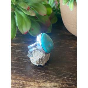 Navajo Handmade Royston <b>Turquoise</b> Sterling Silver Cluster <b>Ring</b> Size 7.5 - Product Image 3