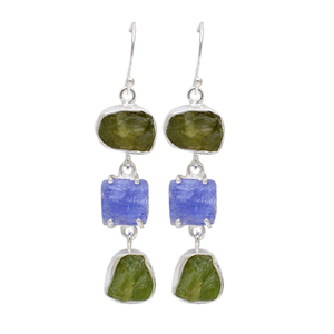 Handmade 925 <b>Sterling</b> <b>Silver</b> Dangle <b>Earrings</b> with Rough Stone Fashionable Wedding Anniversary Women's <b>Drop</b> <b>Earrings</b> for Parties - Product Image 5