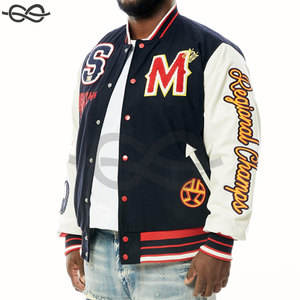 School College Logotipo personalizado Chenille Bordado Contraste Bomber Parche de béisbol Letterman Chaqueta universitaria de lana para hombre - Product Image 3