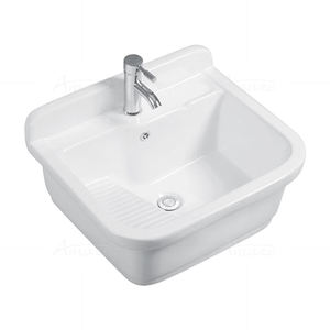 Tanque de Lavanderia Profundo para Área de Serviço, com Cuba de Cerâmica e Estrutura de Aço Inoxidável - Product Image 5