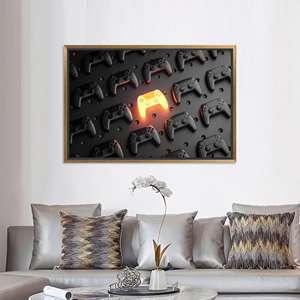 Lienzo Impreso: Arte de Control de Videojuegos en 3D para Decoración de Habitación de Jugadores, Lienzo con Marco Dorado - Product Image 1