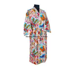 New Arrival Women's Quilted <b>Jacket</b> Floral Printed Handmade <b>Kantha</b> 100% Organic Cotton Three Quarter Sleeve Spring Autumn WOODEN - Product Image 5