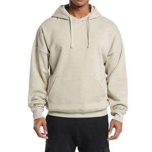 Sweat à capuche en coton pour homme de haute qualité avec logo personnalisé, respirant, en molleton épais, doublure unie 380g, design épaules tombantes pour l'hiver - Product Image 1