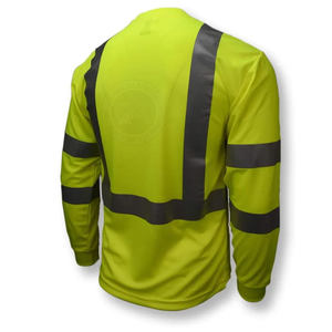Camiseta DE SEGURIDAD reflectante de alta visibilidad personalizada, camisetas de manga larga para hombre, camisas de trabajo de alta visibilidad con camisetas de bolsillo - Product Image 2