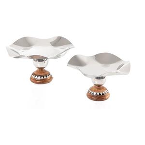 Luxury bowl for <b>Chocolate</b> Serving Metal Bowl With Wooden Stand For Sweets Dates / <b>Chocolate</b> <b>hampers</b> Available in wholesale price - Product Image 3