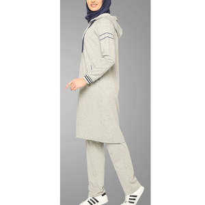 Ensemble de 2 pièces de vêtements de sport islamiques modernes pour femmes grandes tailles, costumes élégants avec options personnalisables, coton de haute qualité, logo personnalisé - Product Image 3