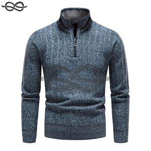 Suéter para hombre Quarter Zip Striped Pullover Color Block Polo Sudaderas Otoño Invierno Primavera Casual Warm Knit Top Elegante - Product Image 2