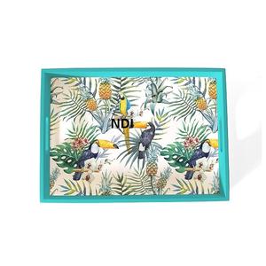 Plateau de service en bois de style moderne avec finition émaillée Plateau de serveur de nourriture en forme de rectangle pour restaurant, hôtel Plateau de service à dessert - Product Image 1