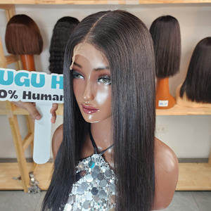 Peluca de Cabello Humano Virgen Vietnamita Crudo de 16 Pulgadas con Cierre de Encaje, Color Marrón, Ondulado Liso Sedoso, Trama 5x5, al por Mayor - Product Image 2