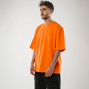 100% coton 180 GSM grande taille hommes imprimé respirant été T-Shirt surdimensionné à manches courtes col rond extérieur décontracté longue longueur - Product Image 3