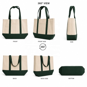 MORGANS INDUSTRIES <b>Canvas</b> <b>Tote</b> Bag Beige Green Minimalist Style Open Top Shopping Bag with <b>Canvas</b> Lining Embroidery All Seasons - Product Image 2