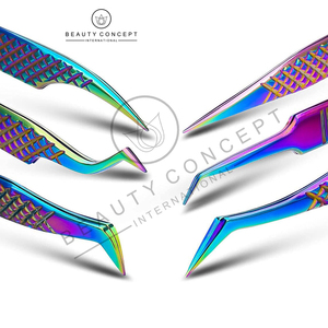 Kit de pinzas de extensión de pestañas de acero inoxidable internacional de concepto de belleza diseño en ángulo puntiagudo recto Curvo - Product Image 2