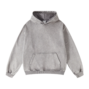 Sweat à capuche vintage pour hommes, style d'eau de lavage lâche, nouveau et formel, tissu tricoté 100% coton - Product Image 2