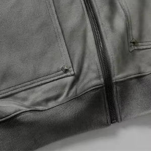 Sudadera con capucha con cremallera de utilidad de gran tamaño con patrón sólido gris claro, transpirable y lavado para la temporada de invierno, sudaderas con capucha de diamantes de imitación - Product Image 4