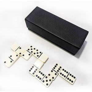 Boîte en cuir PU de luxe d'usine Double Six <span class=keywords><strong>dominos</strong></span> couleur logo personnalisé Double couche ensemble de jeu de société écologique <span class=keywords><strong>Dominos</strong></span> - Product Image 3