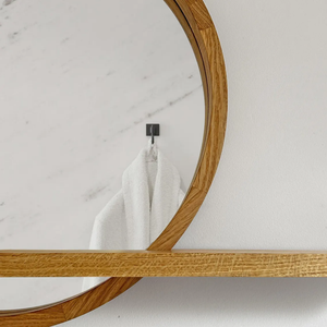 <span class=keywords><strong>Espejo</strong></span> circular de madera de color natural con estante, hecho a <span class=keywords><strong>mano</strong></span>, de madera maciza como el roble, utilizado para el tocador del <span class=keywords><strong>baño</strong></span>. - Product Image 6