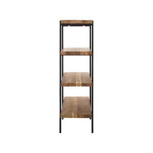 Portable Modern Furniture Large Tall <b>Bookcase</b> 4 Tiers Industrial Metal <b>Ladder</b> Book Shelf Wooden Wine Cabinet for Living Room - Product Image 1