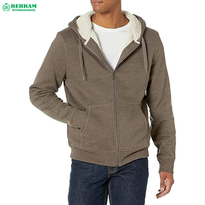 Sweat à capuche unisexe épais 100 % coton avec fermeture éclair, en polaire thermique respirant, séchage rapide, anti-rétrécissement, impression en relief, tissu français, OEM, hiver - Product Image 4