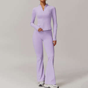 Gran oferta conjunto de Yoga de manga larga con cremallera deporte gimnasio Fitness conjuntos correr Push up conjunto de entrenamiento para mujeres - Product Image 2