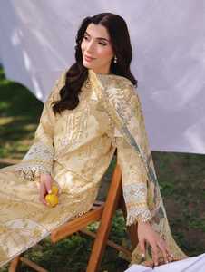 ชุดสูทแบบดั้งเดิมของปากีสถาน พร้อมผ้าไหมวิสโคสปักลายอย่างดี ผ้าคลุมไหล่ดีไซน์เนอร์ คอลเลคชั่นผ้าลอนเป็นมิตรกับสิ่งแวดล้อม เอวทรงธรรมชาติ - Product Image 2