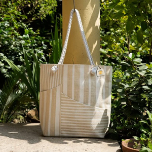 กระเป๋าผ้าปอกระเจาพร้อมกระเป๋าด้านหน้าทำจากผ้าใบสีขาวและทอธรรมชาติสำหรับช้อปปิ้งเสื้อผ้า - Product Image 2