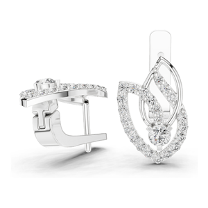 Boucles d'oreilles en forme de feuille avec diamant de laboratoire 0,546 CT, taille brillant rond VVSVS EF, or 18 carats, 14 carats, 10 carats et argent 925, rose, jaune, blanc - Product Image 6