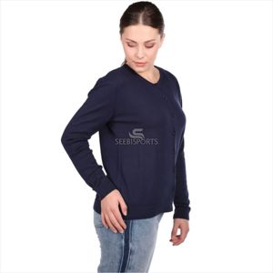 เสื้อถักถักผู้หญิงสีฟ้าติดกระดุม - Product Image 1