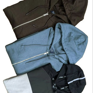 Manteau à capuche pour vêtements de travail automne hiver avec logo imprimé personnalisé veste à capuche en tissu à motif à manches longues de couleur unie - Product Image 4