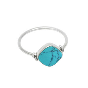 New Arrival Luxury Design 925 Sterling Silver Natural Turquoise Gemstone <b>Cushion</b> Shape <b>Ring</b> for Birthdays Parties Boho Jewelry - Product Image 1