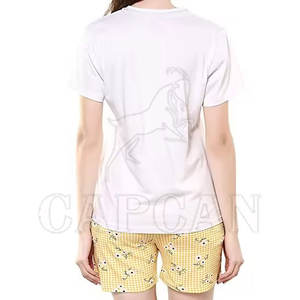 100% coton tissu femmes meilleure vente deux pièces ensembles pour motif personnalisé Style T-Shirt ensemble durable - Product Image 5