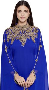 Elegante vestido de mujer de cuerpo entero con cuentas Abaya cristal adornado con patrón antiestático para musulmanes para fiestas - Product Image 6
