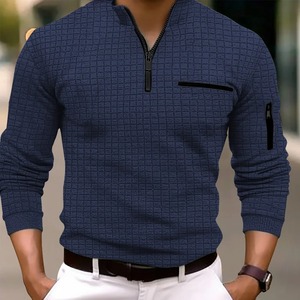 High Quality Men's for POLO Shirt Checker <b>Checkered</b> Stand Collar Quick Sell New Spring Sports Breathable <b>Top</b> Arm Zipper Solid - Product Image 4