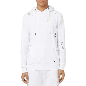 Nouveau Style sweat à capuche en détresse pour hommes 100% coton matériel Streetwear Style respirant tissu éponge Logo personnalisé sweats à capuche pour hommes - Product Image 6