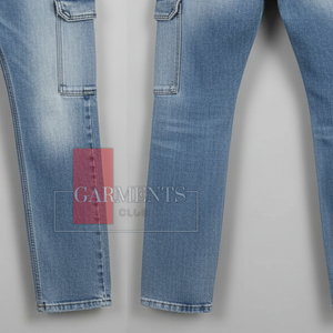 Pantalones Cargo de Mezclilla para Hombre, Jeans con Bolsillos Utilitarios, Estilo Urbano, Corte Ajustado, Mezclilla Resistente de 400 GSM - Product Image 3