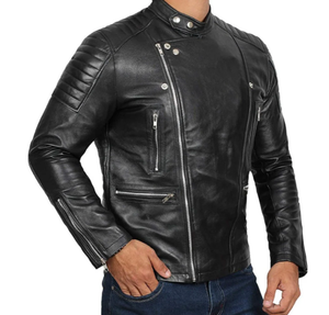 Veste en cuir véritable de concepteur décontracté de qualité supérieure Style classique Esprit Doublure respirante d'hiver Veste en cuir de motard OEM Pak - Product Image 2